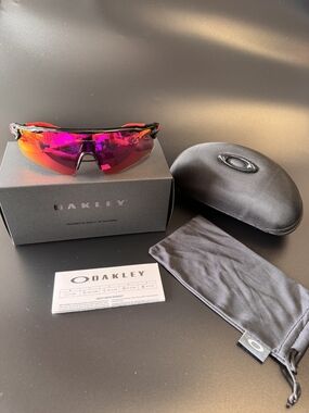 Oakley Radar EV Path Sunglasses - Black Frame with Red/Pink Mirrored Lens
